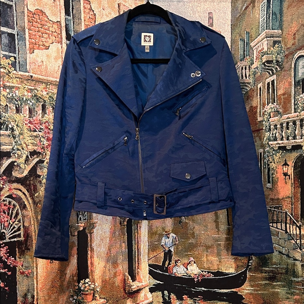 Anne Klein Navy Camouflage Jacket